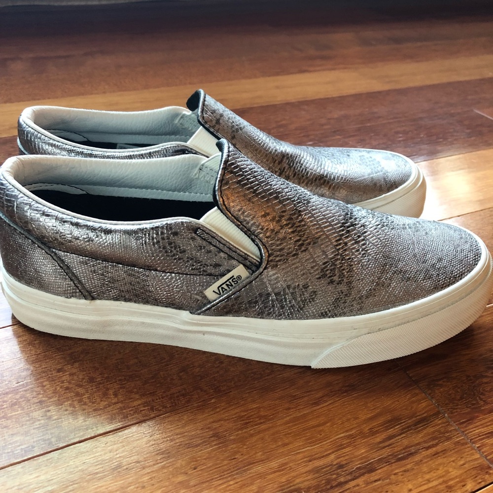Silver Python Vans Slip-ons